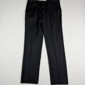 Vintage Hermes Dress Pants Mens 36x32 Black Super 200s Wool Flat Front